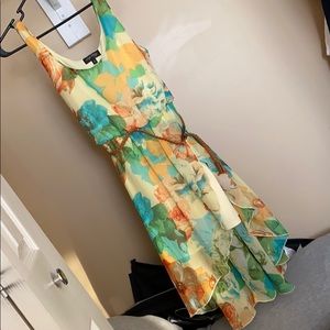 Yellow floral dress with belt
